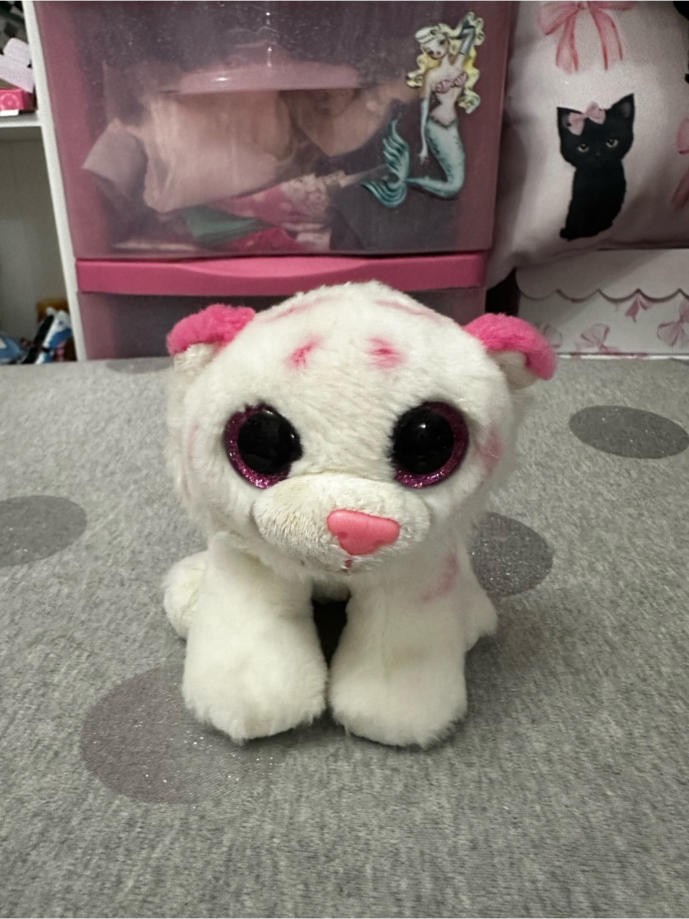 5 for $15! TY Beanie Babies Pink & White Tiger Cat "Tabor"